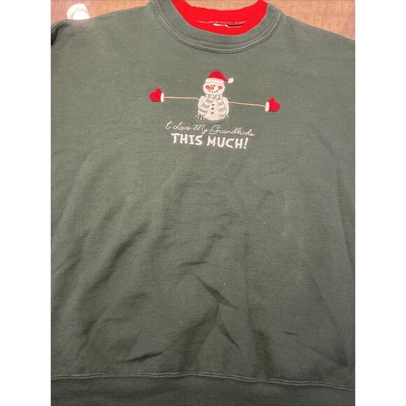 Pullover Christmas Sweater Sweat Shirt Grandma size 2X Holiday Morning Sun Green - Picture 3 of 9